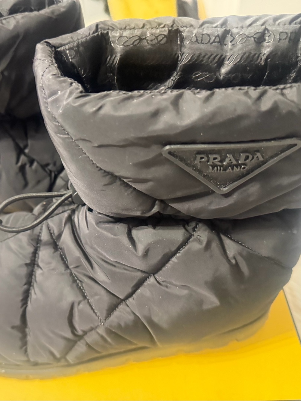 Prada  Black Quilted Puffer Boots